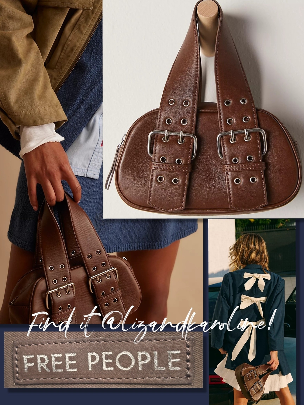 New! Free People Say Yes Leather Shoulder Bag in Espresso Chocolate